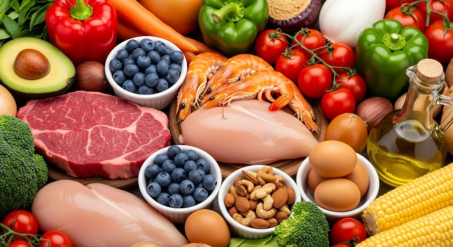 array of healthy whole foods